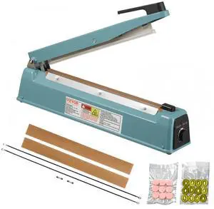 VEVOR Impulse Sealer 12 inch, Manual Heat Seal Machine with Adjustable Heating Mode, Iron Shrink Wrap Bag Sealers for Plastic Mylar PE PP Bags, Portable Poly Bag Sealing Machine with Extra Replace Kit