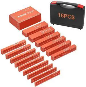 VEVOR Setup Blocks Woodworking Tools, 16-Piece, Precision Height Gauge Block Set, with Clearly Laser Engraved Size Markings and Storage Case, Aluminum Setup Bars for Router and Table Saw Accessories
