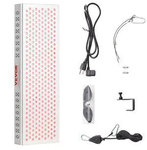 VEVOR Red Light Therapy for Whole Body, 300 Dual-Chip LEDS, 10Hz/40Hz Pulse, 3 Timing Setting, Red 660nm & Near Infrared 850nm Light Therapy Panel for Pain Relief, Wound Healing, Skin Health, 300W