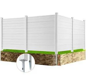 VEVOR Outdoor Privacy Screens, 50" W x 50" H Air Conditioner Fence, Pool Equipment Enclosure, Horizontal Vinyl Privacy Fence, Perfect to Enclose Trash Can and A/C Units (4-Panel)