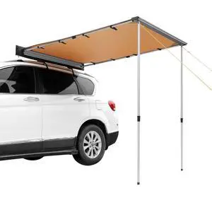 VEVOR Car Side Awning, Large 6.6' x 8.2' Shade Coverage Vehicle Awning, PU3000mm UV50+ Retractable Car Awning with Waterproof Storage Bag, Height Adjustable, Suitable for Truck, SUV, Van, Campers