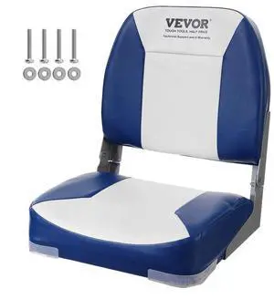VEVOR Boat Seat, 18.9" Low Back Boat Seat, Folding Boat Chair with Thickened Sponge Padding and Hinge, Fold-Down Boat Captain Chair for Fishing Boat, Sightseeing Boat, Speedboat, Canoe, 1-Piece