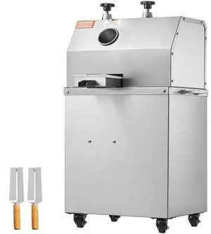 VEVOR Electric Sugar Cane Juicer, 750W Sugarcane Juicer Machine with 661LBS/H High Output, 3 Stainless Steel Rollers, 2.4" Large Inlet, Sugarcane Juice Extractor Squeezer on Wheels for Home/Commercial