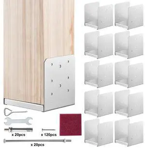 VEVOR 6"x 6" Post Base, 10Pcs Stainless Steel Adjustable Post Anchor Bracket(Internal 5.9 x 5.5"), Adjustable Post Base for Pavilion Deck Porch Handrail Railing Support Decorative Anchor Plate