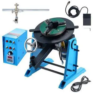 VEVOR Rotary Welding Positioner 66LBS / 30KG, 0-90° Welding Positioning Turntable Table 1-12RPM 80W, with 12.4 Inch 3-Jaw Lathe Chuck & Welding Torch Stand Holder for Cutting, Grinding, Assembly