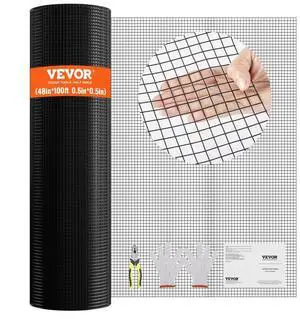 VEVOR Hardware Cloth, 48'' x 100' Galvanized Wire Mesh Roll, 19 Gauge Chicken Wire Fence Roll, Vinyl Coating Metal Wire Mesh for Chicken Coop Barrier, Rabbit Snake Fences, Poultry Enclosures