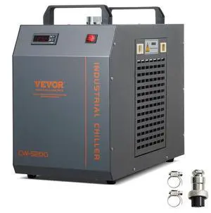VEVOR  Industrial Water Chiller, CW-5200, Industrial Water Cooler Cooling System with Built-in Compressor 7L Water Tank Capacity 13 L/min Max Flow Rate, for CO2 Laser Engraving Machine Cooling Machine