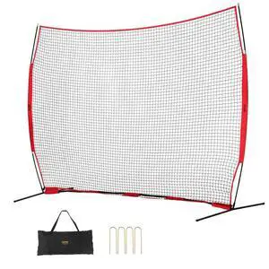VEVOR Barricade Backstop Net, 12x9 ft Ball Sports Barrier Netting, Portable Practice Equipment with Carry Bag, Protection Screen for Baseball Softball Lacrosse Soccer Hockey Training, for Backyard
