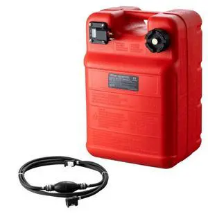 VEVOR Marine Fuel Tank, 6.34 Gallon/24L, Portable Boat Fuel Gas Tank for Outboard Engine Boats, Plastic Outboard Marine Boat Fuel Tank with Hose, Easy to Carry for Yacht, Fishing Boat, Deck Boat, Red