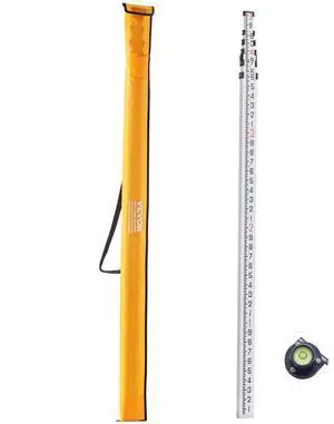 VEVOR Measuring Rod 20-Feet/10ths 6 Sections Telescopic Grade Rod 1/10ft w/ Bag