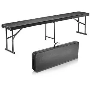 VEVOR 6FT Plastic Folding Bench Portable Outdoor Bench for Picnic Camping Garden
