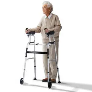 VEVOR 2 in 1 Folding Walker with Armrest Pads & 5" Solid Wheel Height Adjustable