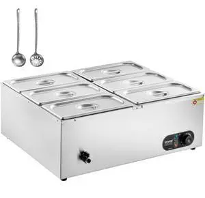 VEVOR 6-Pan Commercial Electric Food Warmer Countertop Buffet 6*8Qt Pan Bain Marie