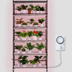 VEVOR Plant Stand with Grow Light, 6-Tier Large Tall Plant Shelf with 150W Full Spectrum Grow Light, Indoor LED Plant Light with Timer and Wheel for Seed Starting 35.4" L x 13.8" W x 70.9" H