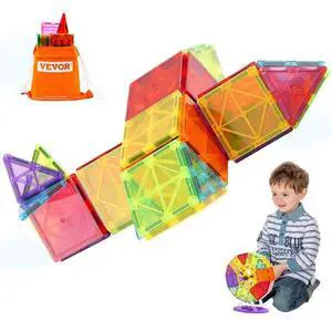VEVOR Magnetic Tiles Magnetic Building Toy 121 PCS Magnet Blocks for Kids 3D Set