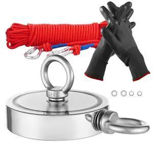 2000 LBS Strong Fishing Magnet Kit Double Sided Pull Force and Rope Carabiner