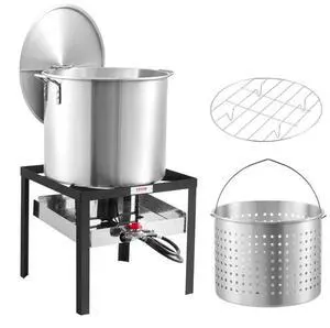 60 Qt Seafood Boiling Kit with Strainer Outdoor Crab Crawfish Cooking Pot