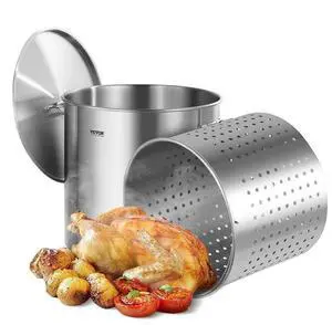 100QT Stainless Steel Stockpot Cooking Kitchen Sauce Pot with Basket Lid Handle