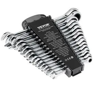VEVOR Combination Wrench Set 16-Piece Metric 8 mm to 24 mm with Organizer Rack