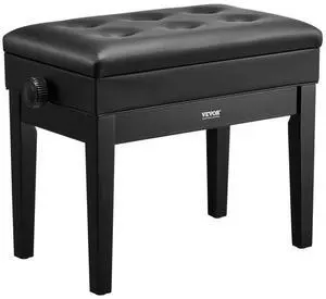 Adjustable Piano Keyboard Bench Storage Padded Seat Wooden Vanity Bookcase Stool