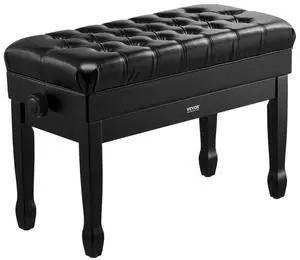 Adjustable Duet Piano Keyboard Bench Storage Padded Seat Wooden Bookcase Stool