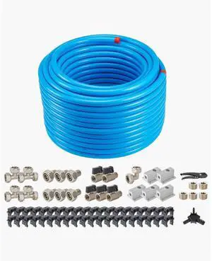 Air Compressor Line Kit 3/4'' x 200FT HDPE/Aluminum Shop Air Piping System Blue