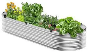 Metal Raised Garden Bed 4x2x1 ft Outdoor Galvanized Planter Box Silver