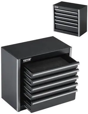 Tool Box 8.6-inch Portable Metal Tool Box with 5 Drawers Tool Organizer Black