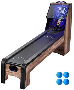 9 ft Roll & Score Arcade Game Table LED Electronic Scorer Home Game Room 4 Balls