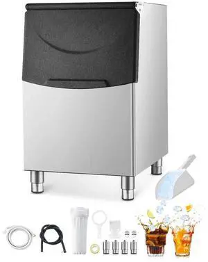 VEVOR Commercial Ice Maker Storage Bin, 250LBS Capacity Ice Bin, Stainless Steel Ice Storage Bin with Filter and Adjustable Anti-Slip Rubber Feet, Suitable for Restaurant Hotel and Beverage Shops