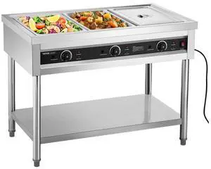 3-Pan Commercial Food Warmer Steam Table with Independent Temperature Control