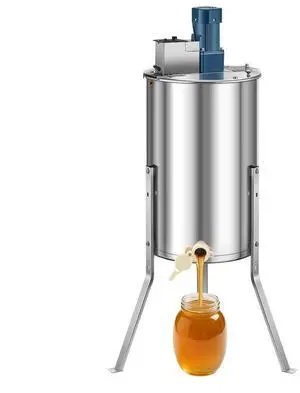 VEVOR Electric Honey Extractor, 3 Frame Honey Spinner with Transparent Lid, 140W Stainless Steel Honeycomb Drum Spinner, Height Adjustable, Honeycomb Extraction Equipment for Beekeeping