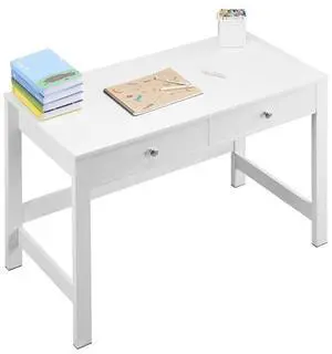 VEVOR Small Desk with Drawers, Kids Desk for Bedroom, Modern Simple Study Table for Drawing, Reading, Writing, Rectangle MDF Furniture Study Storage Table for Home, Office, White
