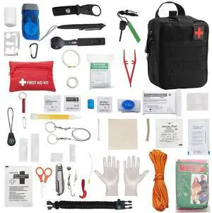 Survival First Aid Kit 250 Pieces Emergency Medical Trauma Bag for Camping Home