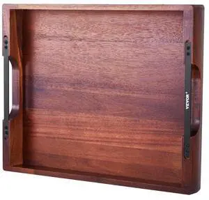 Serving Tray 17x12.2 Inch Acacia Food Serving Table Laptop Desk with Handles