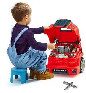 VEVOR Engine Toy Kids Mechanic Car Repair Set with Removable Parts Red