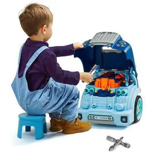 VEVOR Engine Toy Kids Mechanic Car Repair Set with Removable Parts Blue