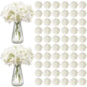 205 Pcs Artificial Silk Hydrangea Flowers 9.8 In Bouquet Arrangement White