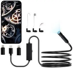 VEVOR Endoscope Camera 1920P HD Borescope for Android & IOS with 10FT Cable