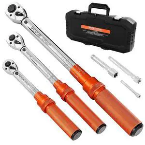 Click Torque Wrench Set 3 Pcs 1/4 3/8 1/2 Inch Drive Dual-direction 72-Tooth
