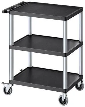 3-shelf Utility Cart 300 lbs 27.6 x 18.1-inch Service Cart with Wheels