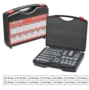 64 PCS DIN Hydraulic Fitting Cap & Plug Assortment Adapter Kit Galvanized Set