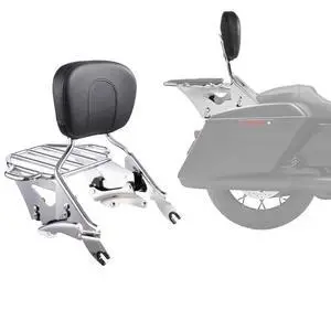 Motorcycle Backrest Sissy Bar with Luggage Rack for Harley Touring 2009-2024