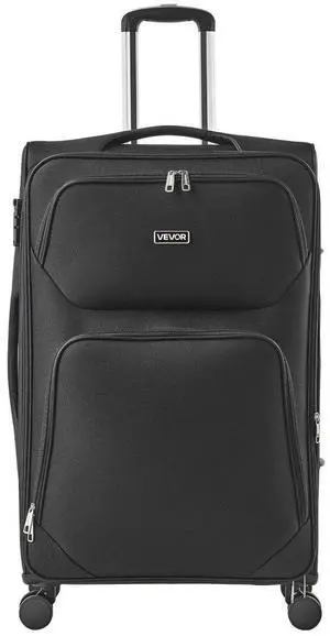 28-Inch Softside Expandable Luggage with Spinner Wheels Checked Suitcase Black