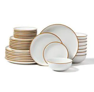 32 PCS Dinnerware Set Ceramic Plates and Bowls Sets Service for 8 White