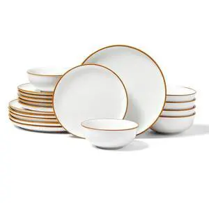 18 PCS Dinnerware Set Ceramic Plates and Bowls Sets Service for 6 White