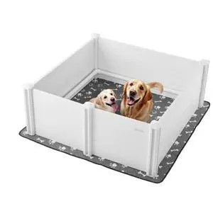 Dog Whelping Box 48 x 48 x 18.1 inch with Height Adjustable Door for Large Dogs