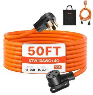 50 ft Dryer Extension Cord 4-Prong NEMA 14-30P to 14-30R Dryer Cord 30A