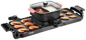 Hot Pot with Grill 2300W 2-in-1 Electric Smokeless BBQ Pan with Removable Pot