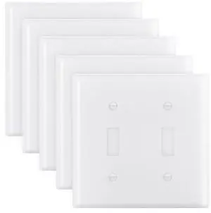2-Gang Toggle Light Switch Outlet Covers Wall Plates 4.61 x 4.53in White 5 Pack